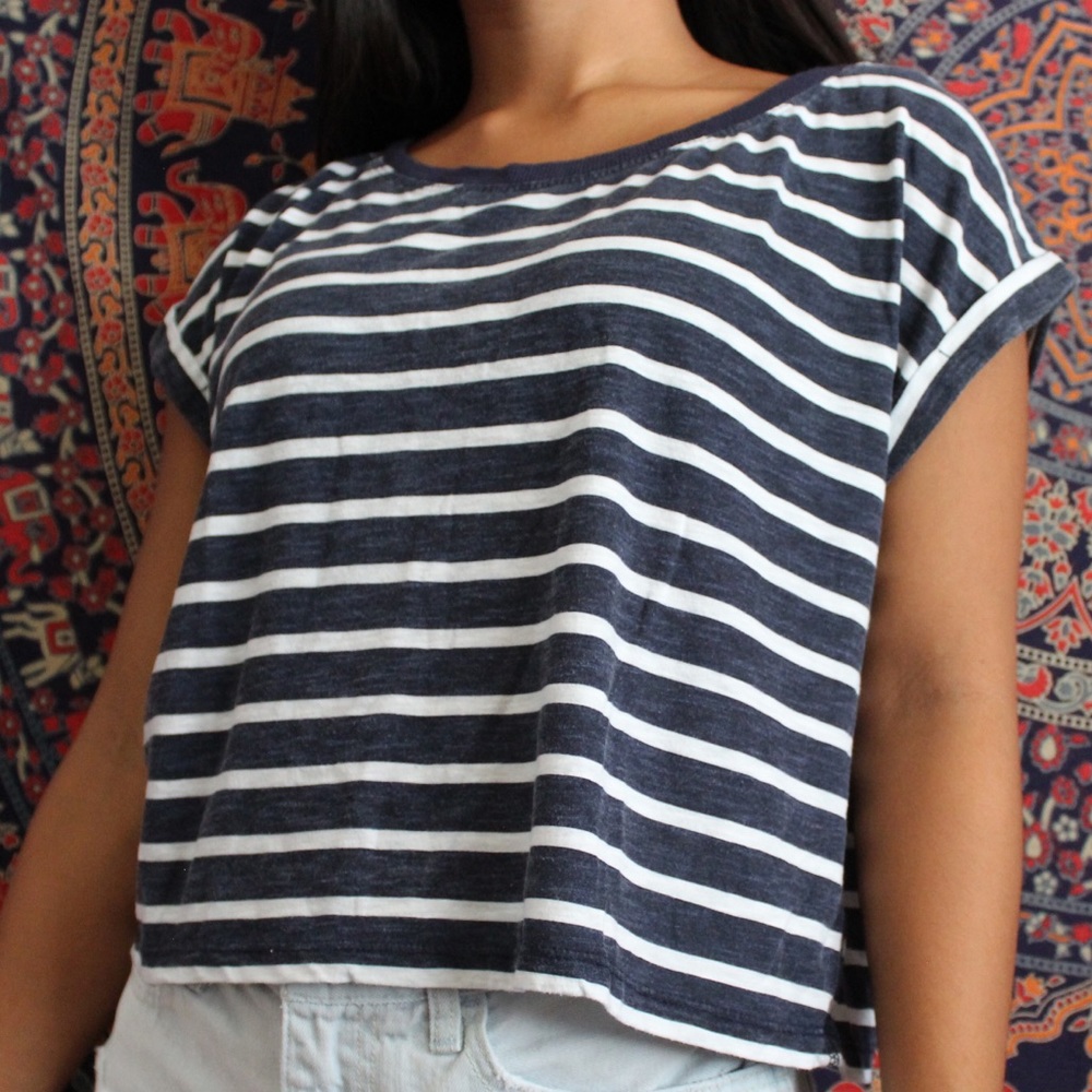 Blue and white striped crop top, rarely used